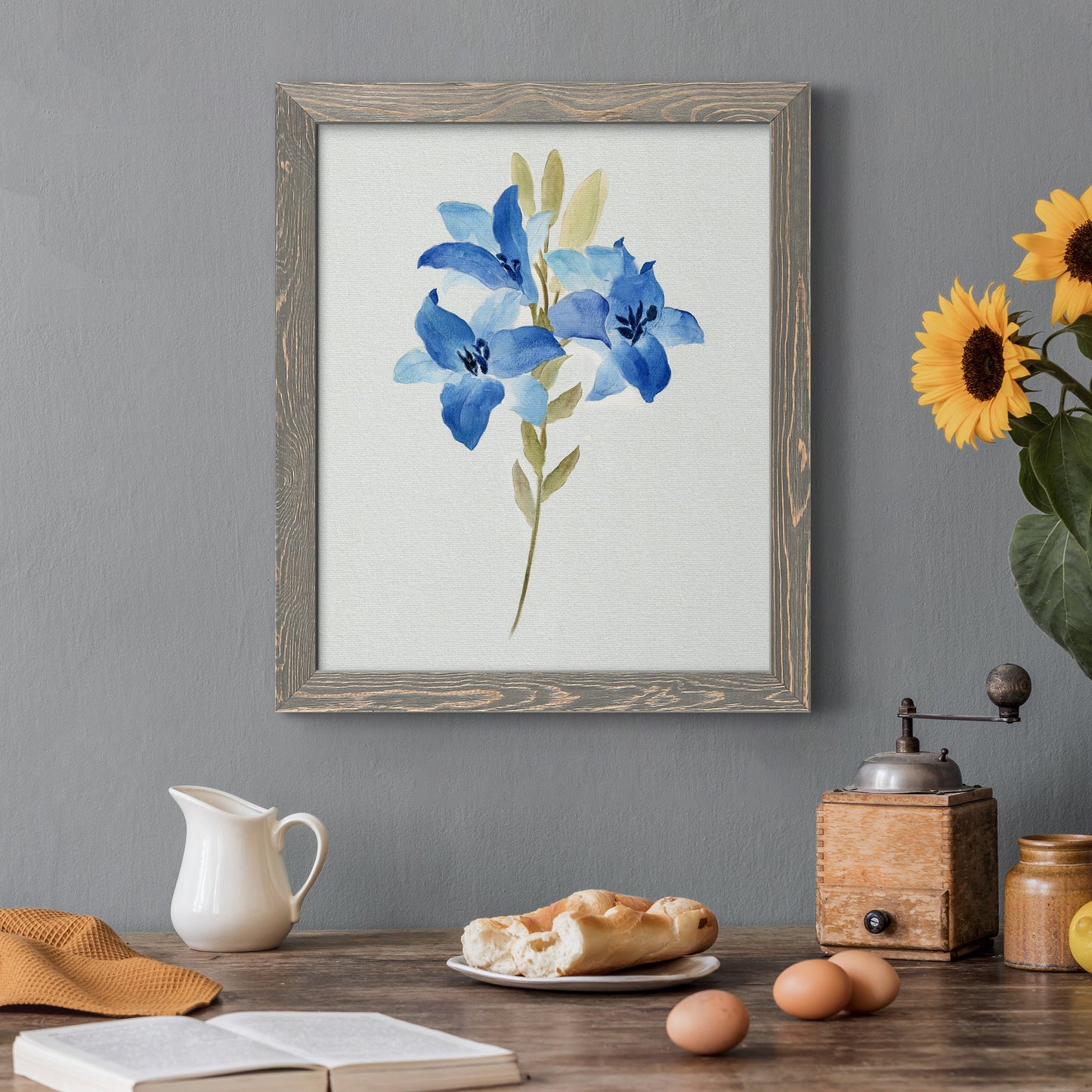 Blue Blossom Botanical III - Premium Canvas Framed in Barnwood - Ready to Hang