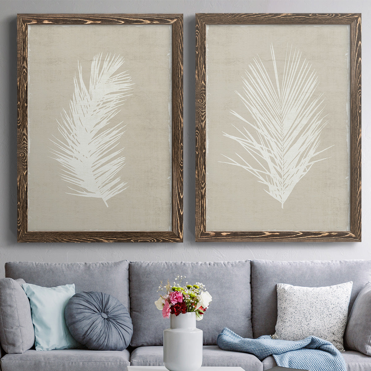 Palm Oasis I   - Premium Framed Canvas 2 Piece Set - Ready to Hang