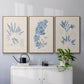 Blue Marine Algae I - Framed Premium Gallery Wrapped Canvas L Frame 3 Piece Set - Ready to Hang