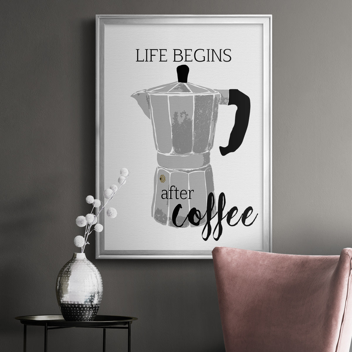Begins After Coffee - Modern Framed Canvas Print