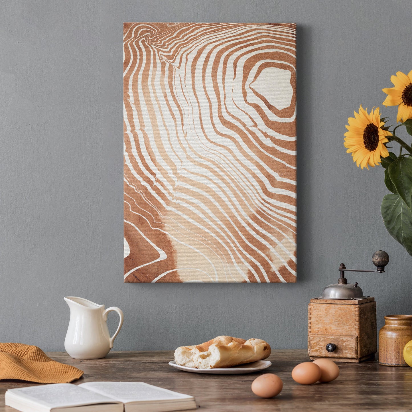 Wood Grain Suminagashi II Premium Gallery Wrapped Canvas - Ready to Hang