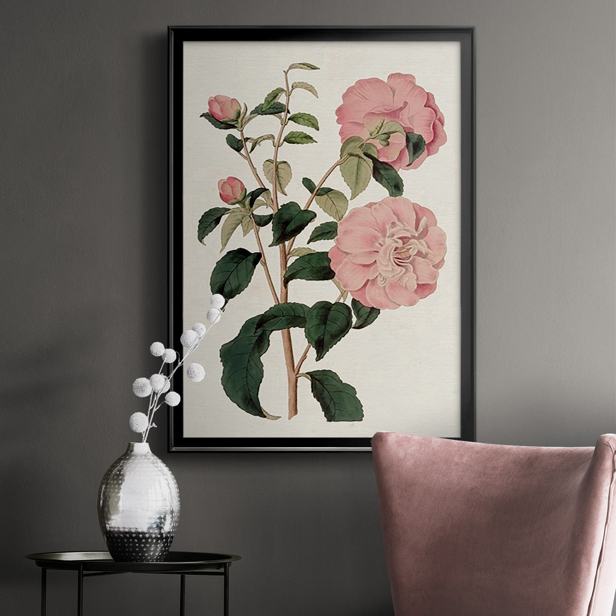 Pink Floral Mix IV - Modern Framed Canvas Print