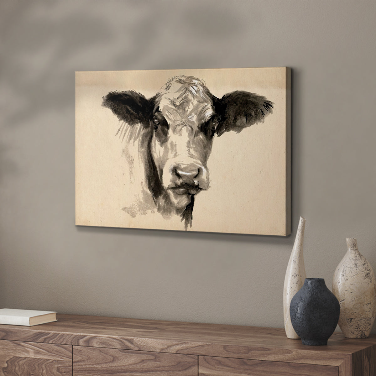 Charcoal Cow II - Canvas Art Print