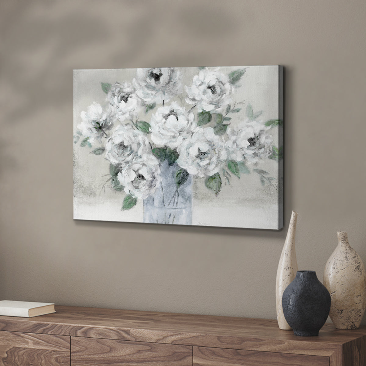 Tender White Roses - Canvas Art Print