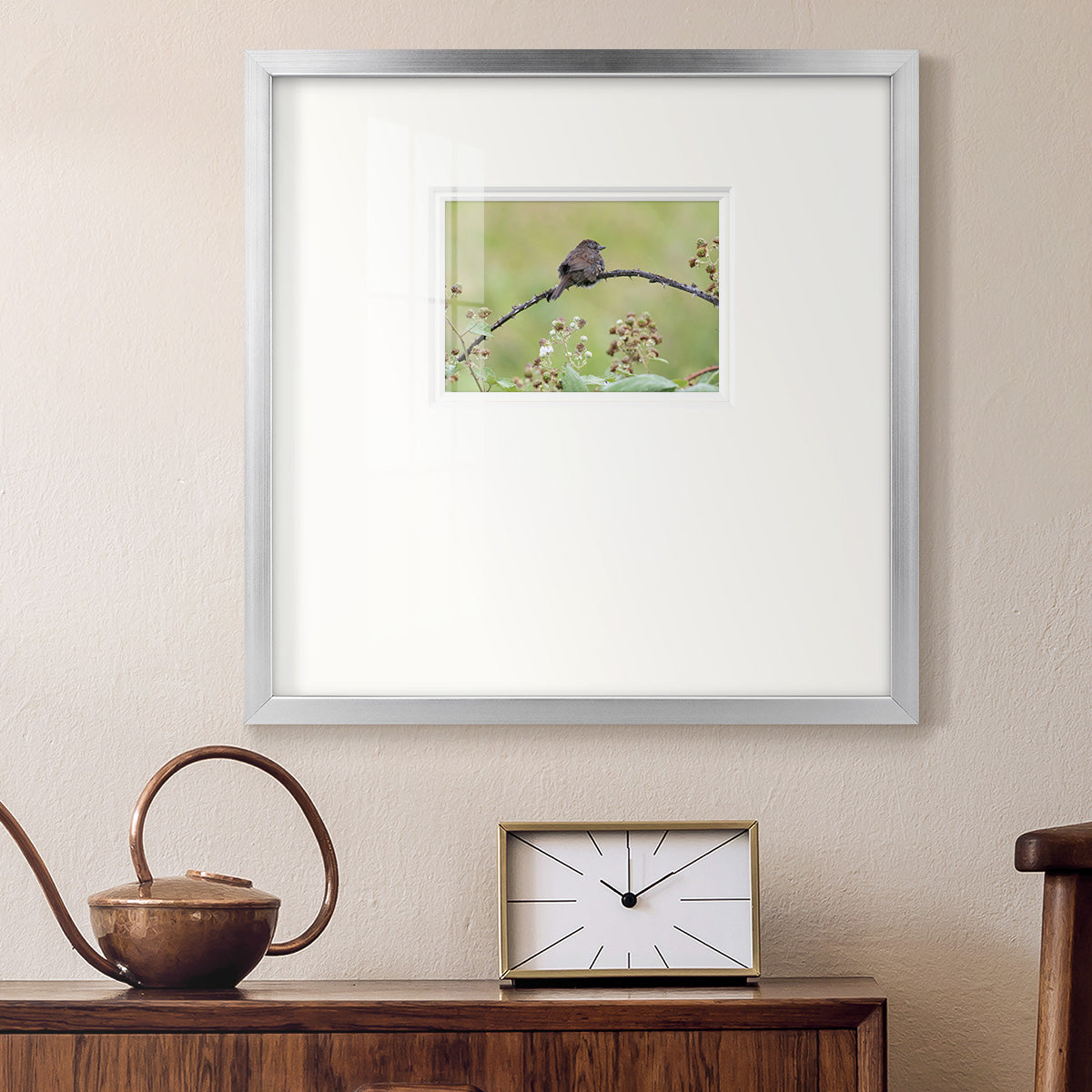 Resting Sparrow Premium Framed Print Double Matboard