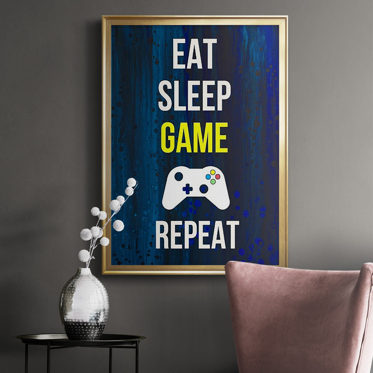 Gamer at Play V - Modern Framed Canvas Print