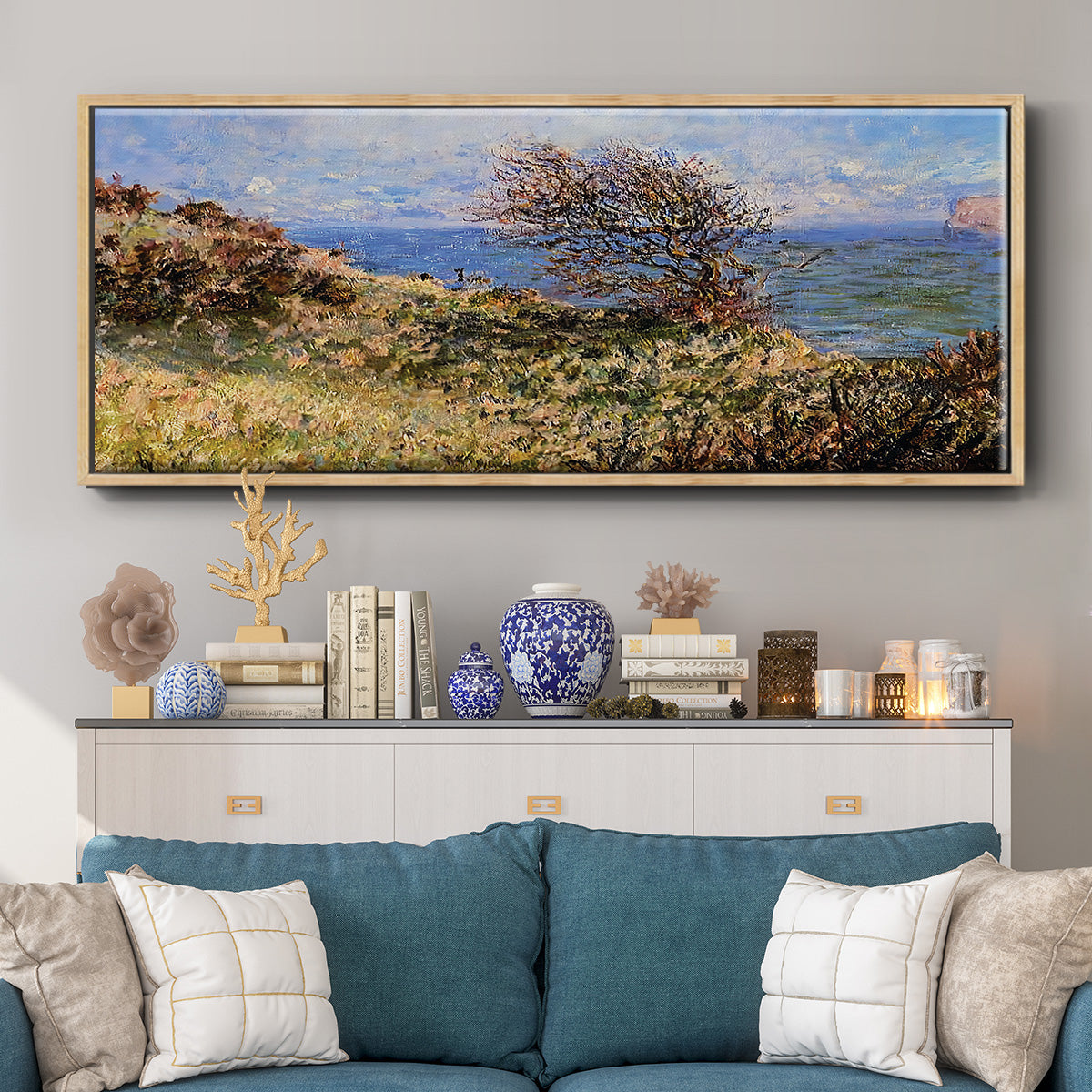 On the Cliff at Fecamp, 1881 - Floater Framed Canvas Print