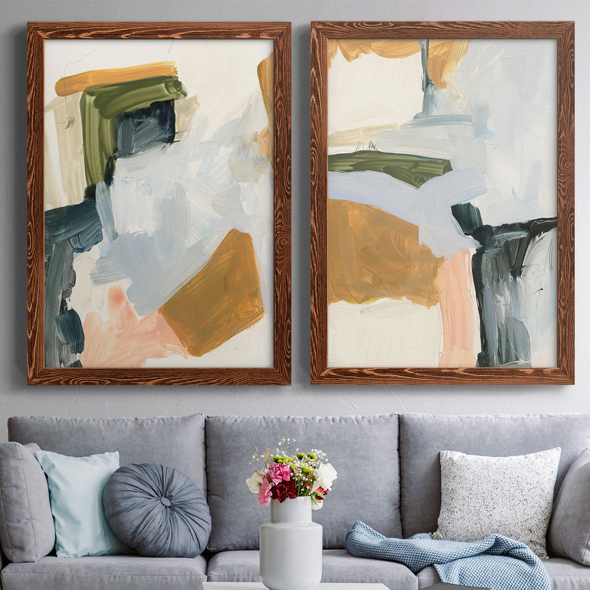 Palette Meld I - Premium Framed Canvas 2 Piece Set - Ready to Hang