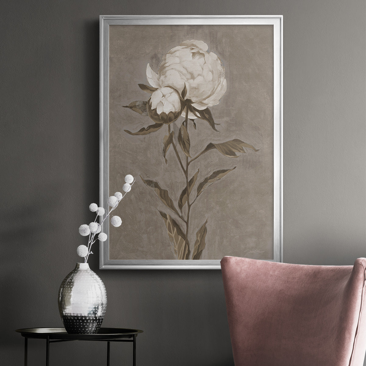 Pretty As A Peony II - Modern Framed Canvas Print