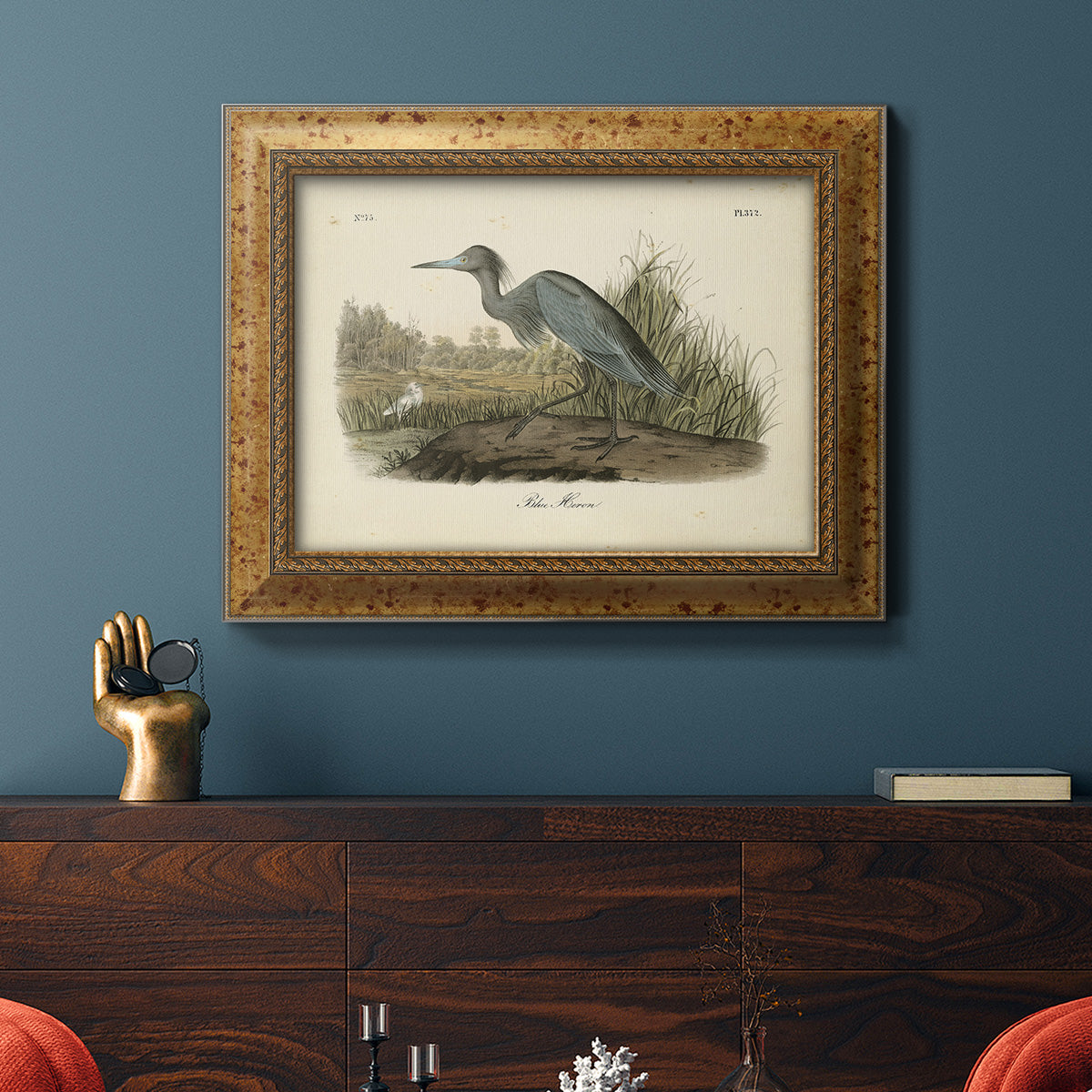 Audubons Blue Heron Premium Framed Canvas- Ready to Hang