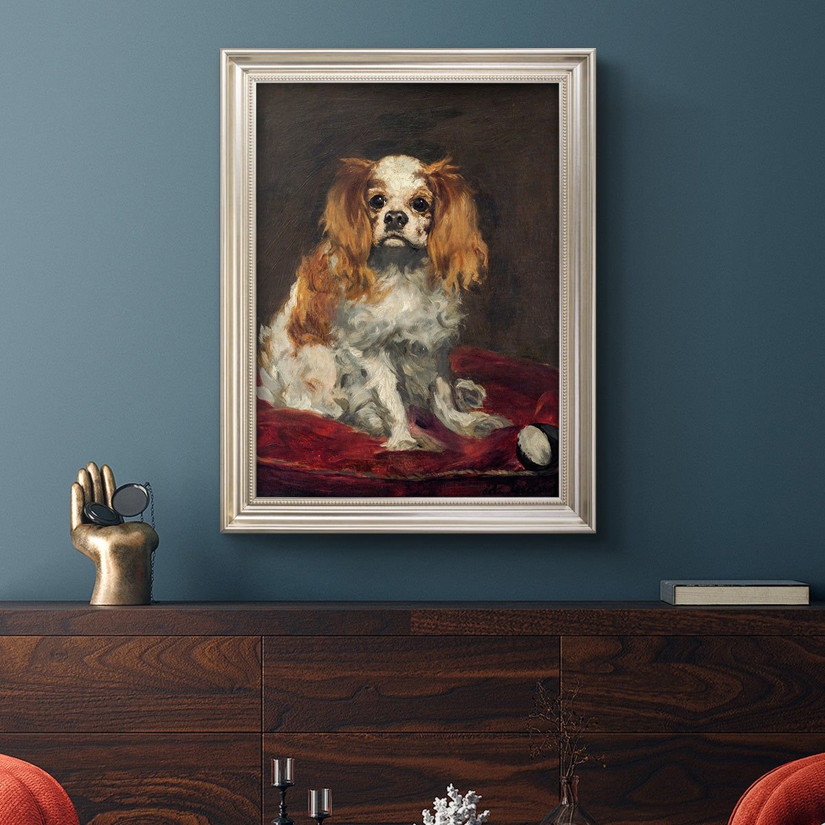 A King Charles Spaniel - Ornate Framed Canvas Print