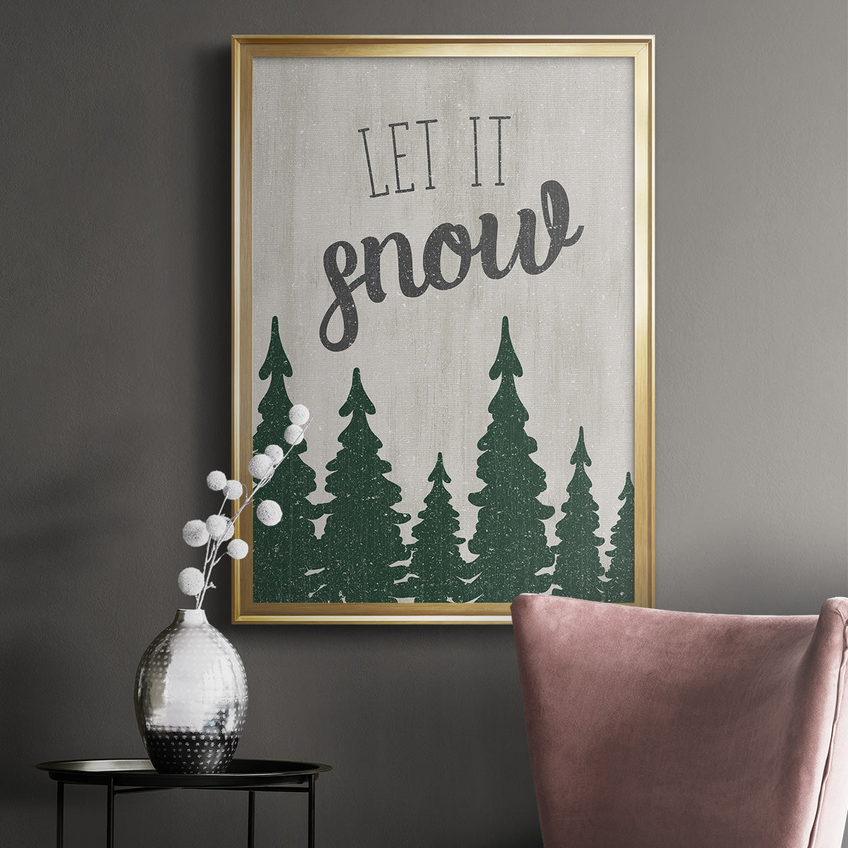 Let It Snow Forest - Modern Framed Canvas Print