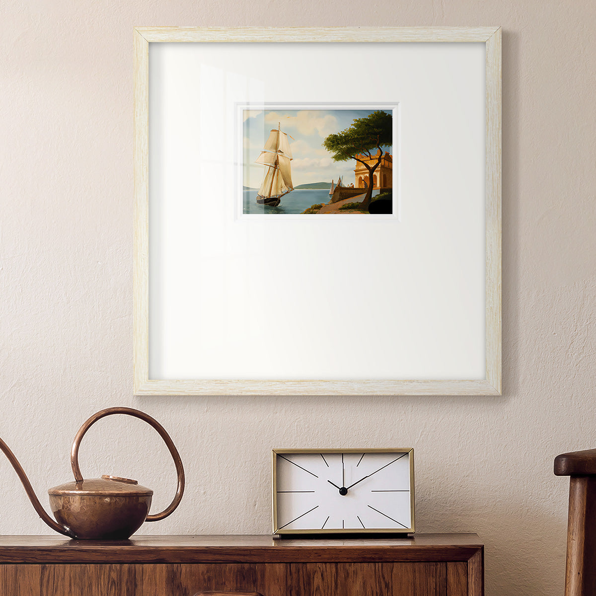 Sail Boat on the Edge Premium Framed Print Double Matboard