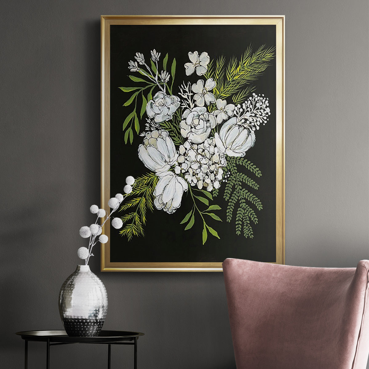 Alabaster Bouquet II - Modern Framed Canvas Print