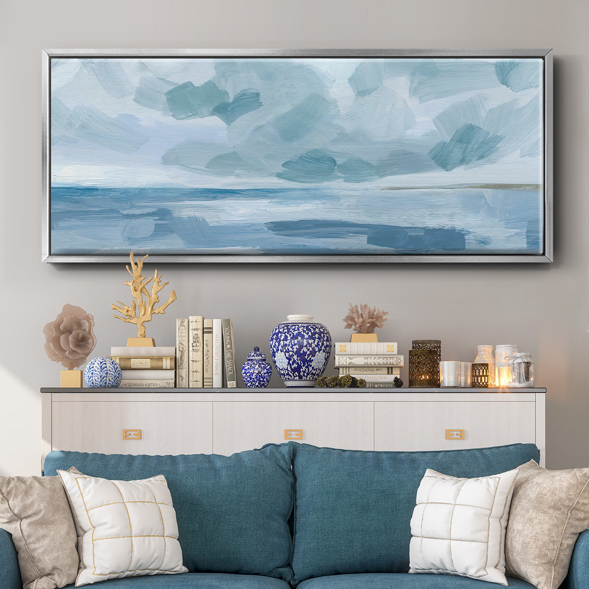 Calm Seascape II - Floater Framed Canvas Print