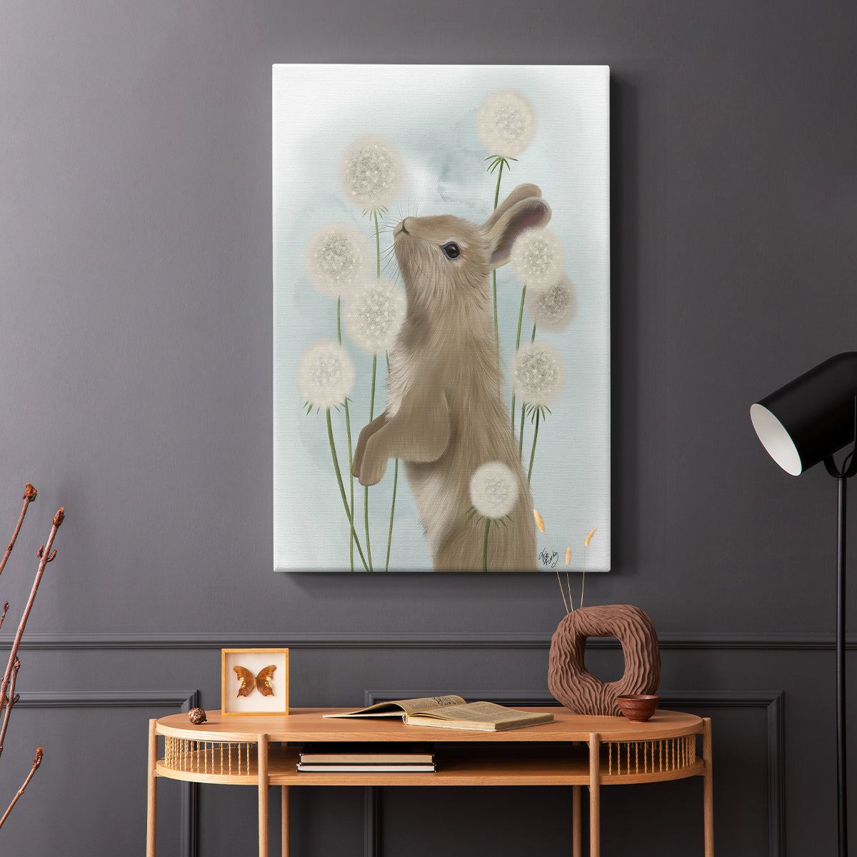 Rabbit In Dandylions - Canvas Art Print