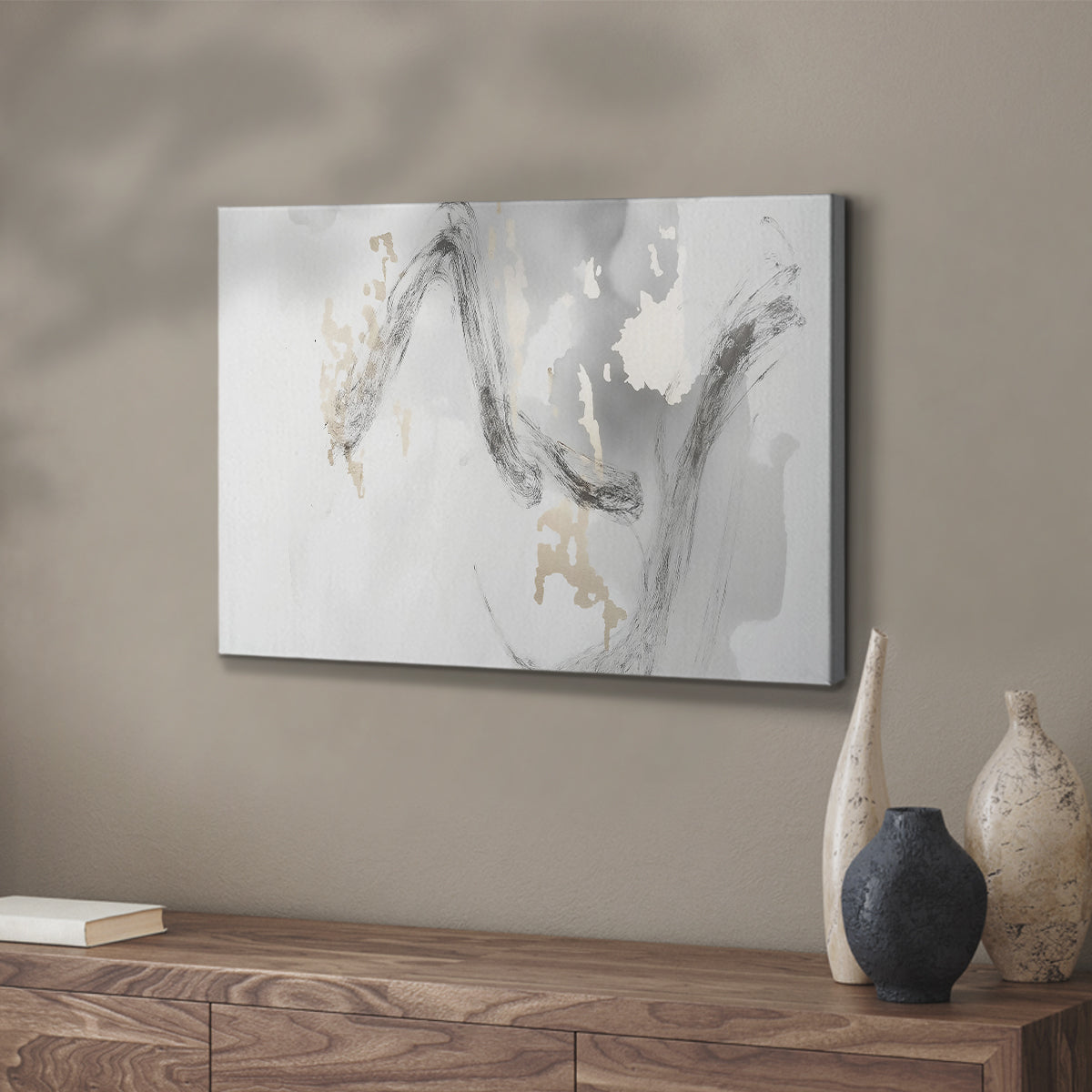Grey Brushstrokes CXVII - Canvas Art Print