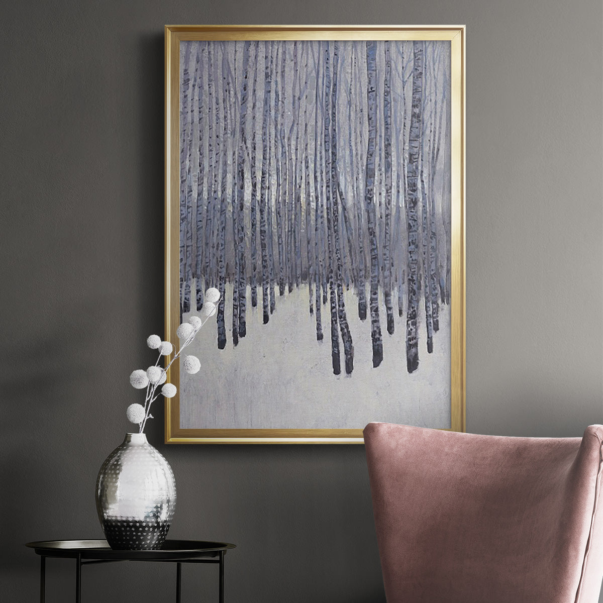 Bare Trees in Winter I - Modern Framed Canvas Print