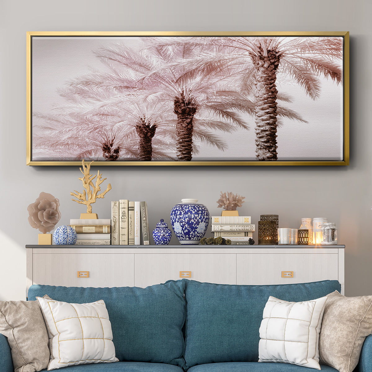 Stately Palms - Floater Framed Canvas Print