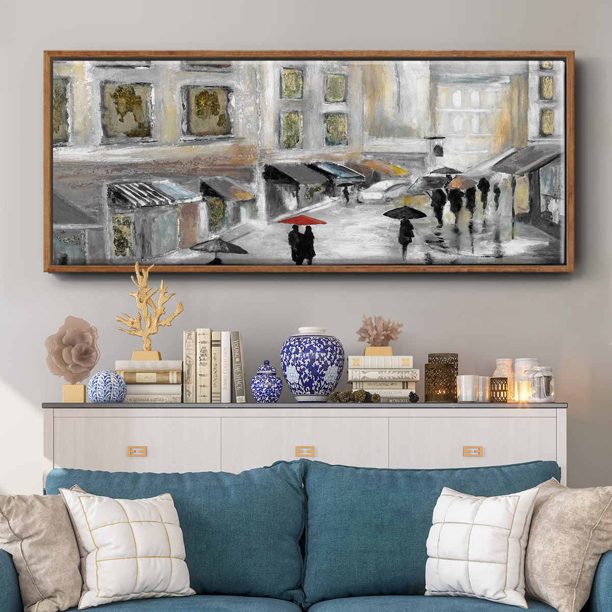 Sunday Market - Floater Framed Canvas Print