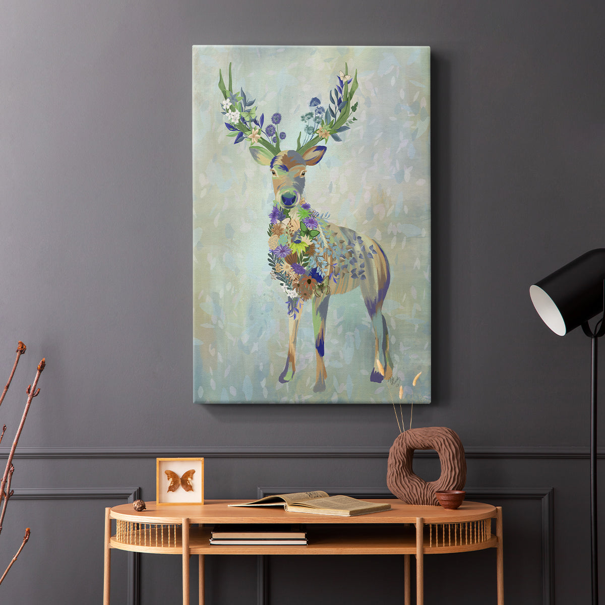 Fantastic Florals Deer, Full - Canvas Art Print
