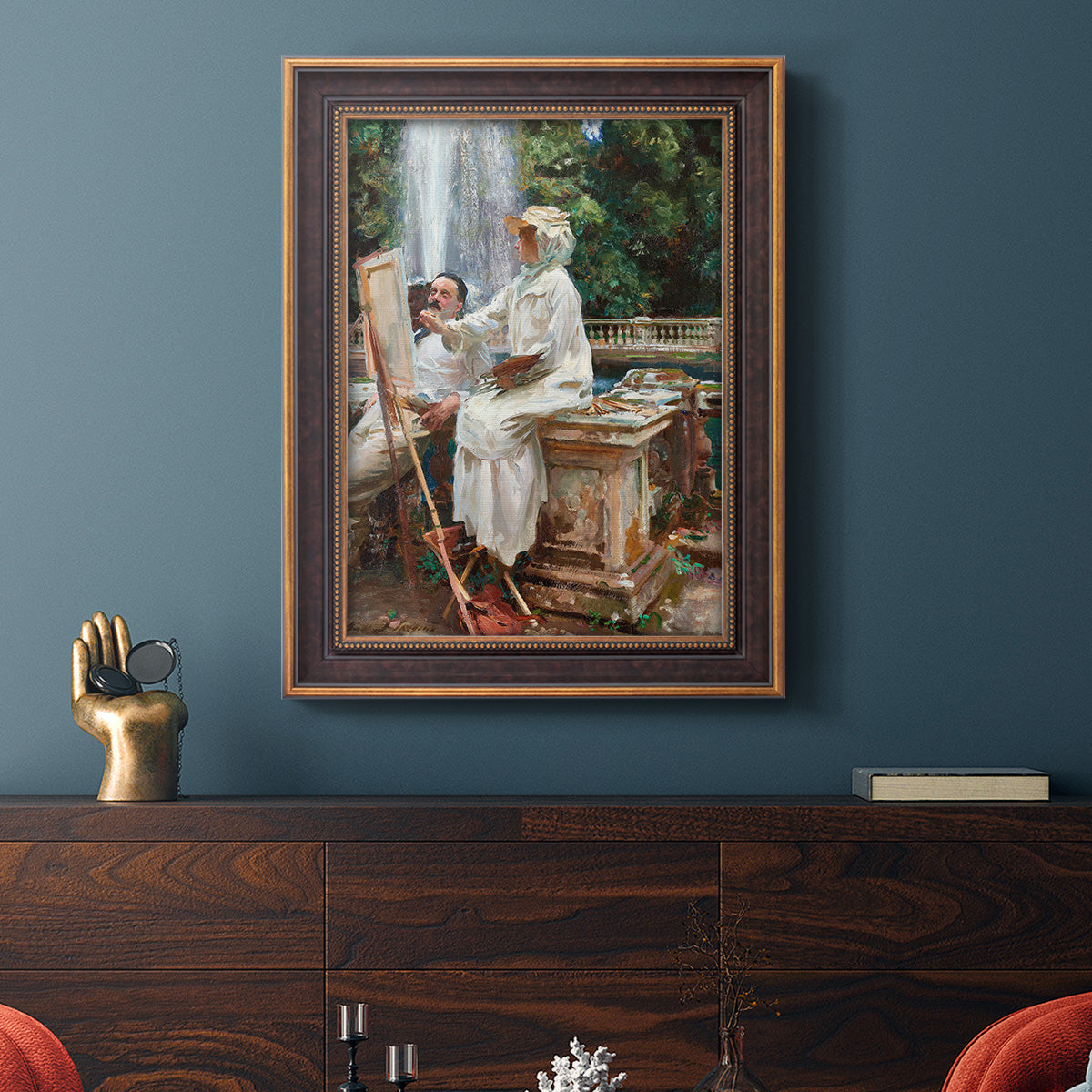 The Fountain Villa Torlonia, Frascati, Italy - Ornate Framed Canvas Print