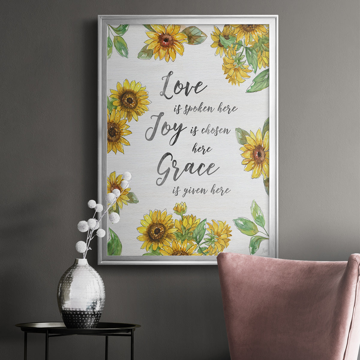 Grace Given Here - Modern Framed Canvas Print