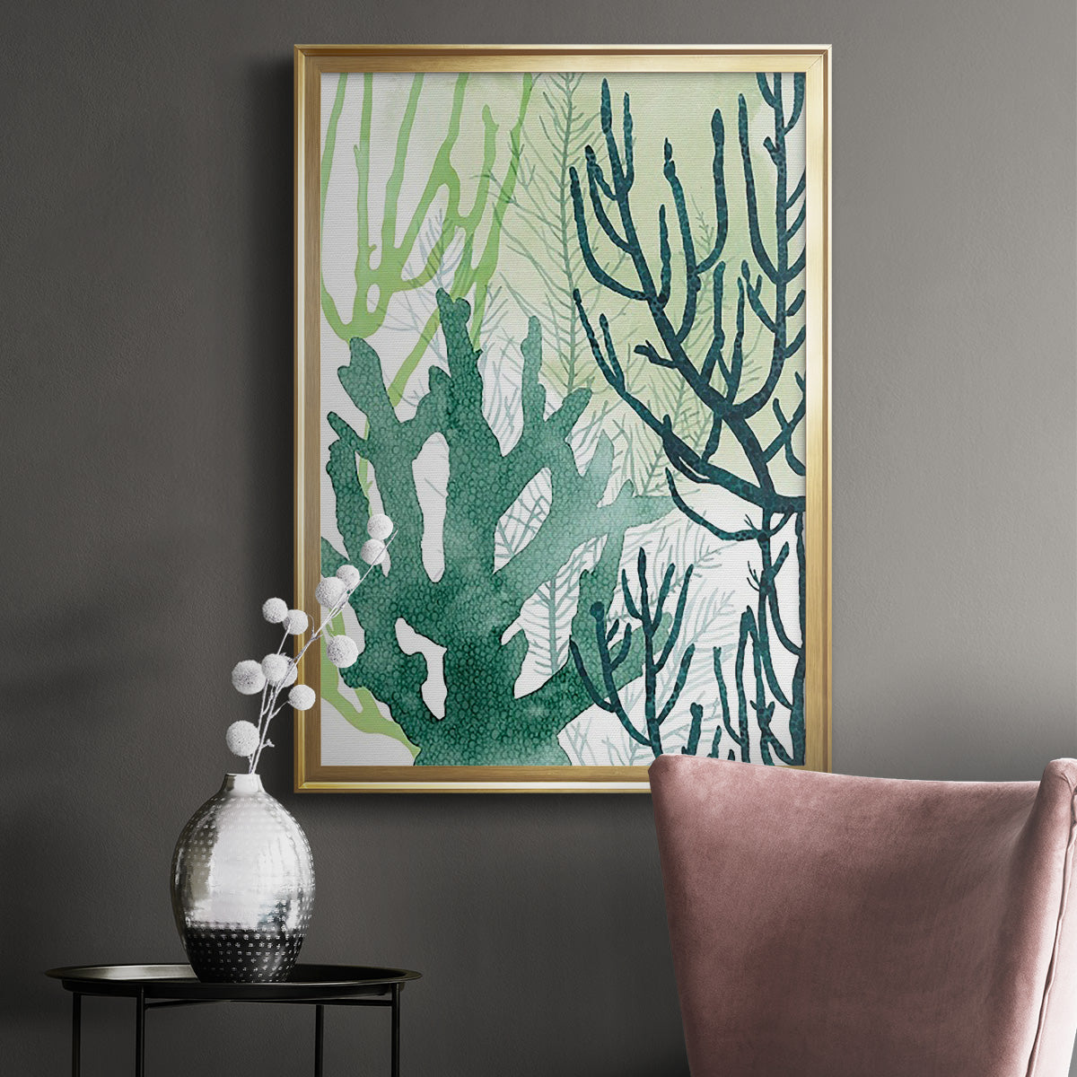 Textured Coral I - Modern Framed Canvas Print