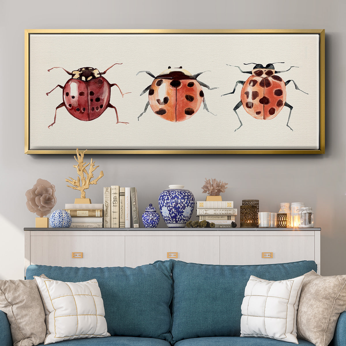 Ladybug Display I - Floater Framed Canvas Print