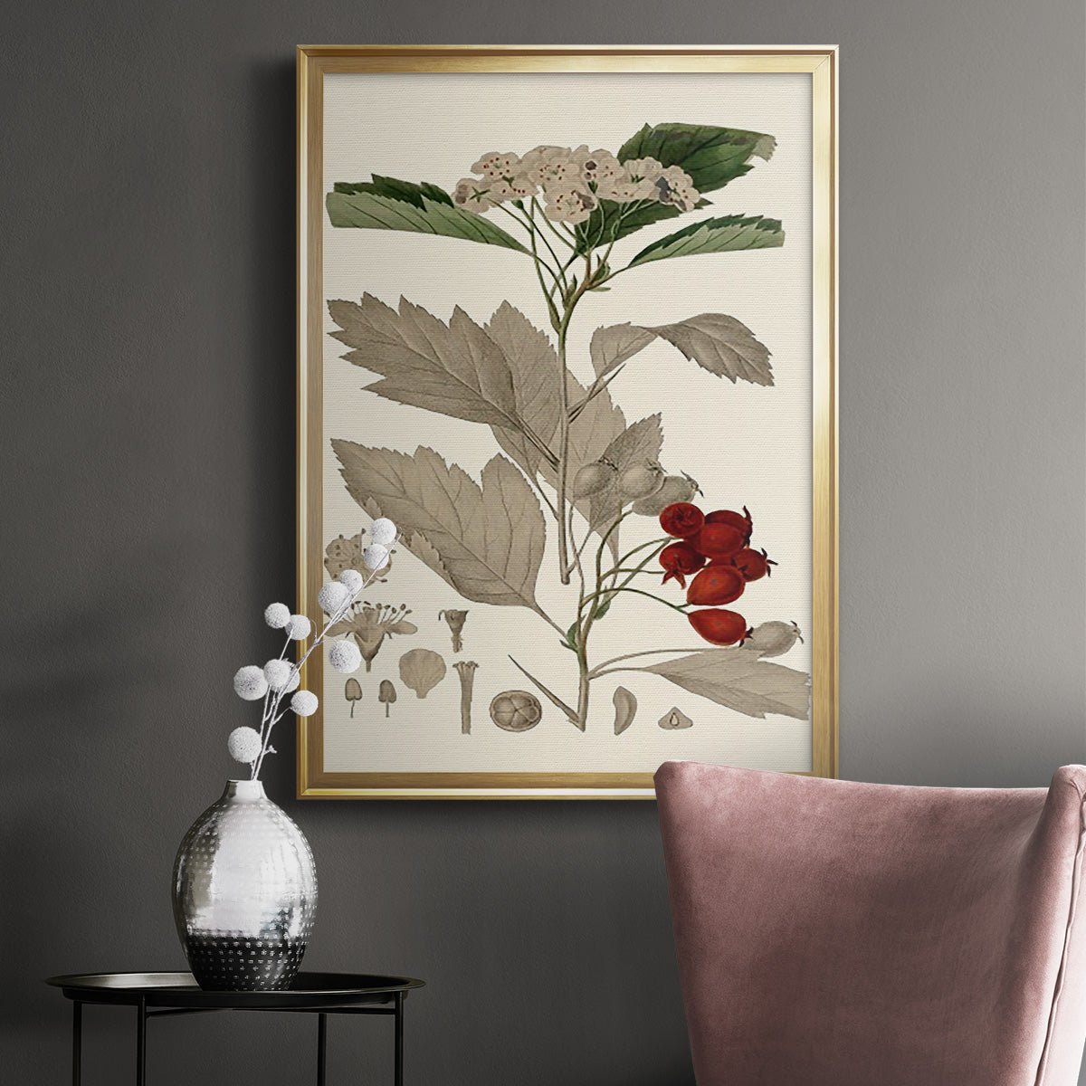 Leaves & Berries I - Modern Framed Canvas Print