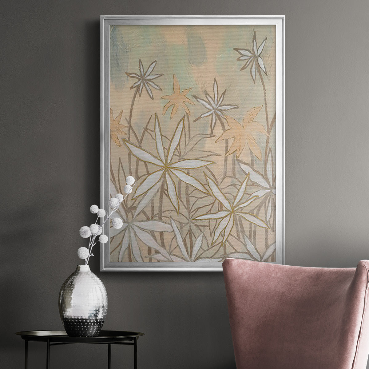 Embellished Starburst Bloom II - Modern Framed Canvas Print