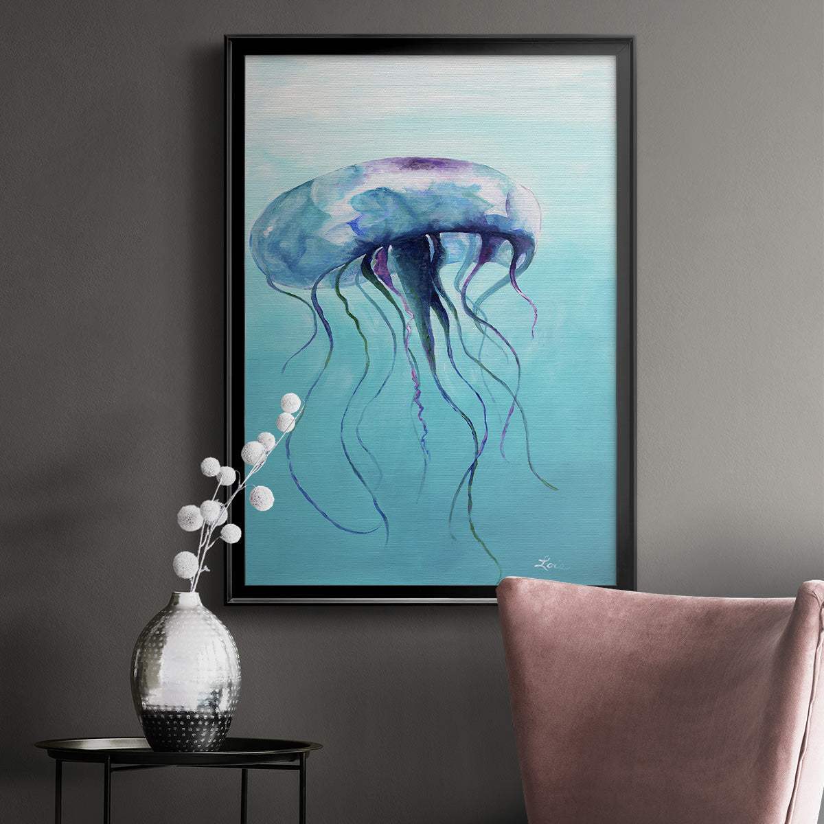 Jelly Fish - Modern Framed Canvas Print