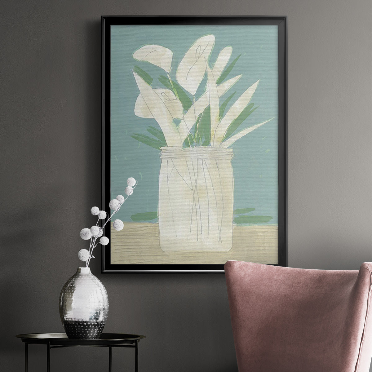 Muted Spring Arrangement IV - Modern Framed Canvas Print