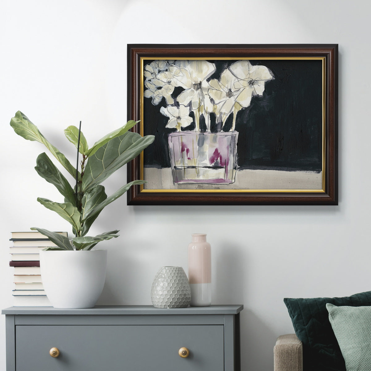 White Flowers in Fuchsia II Premium Framed Canvas- Ready to Hang