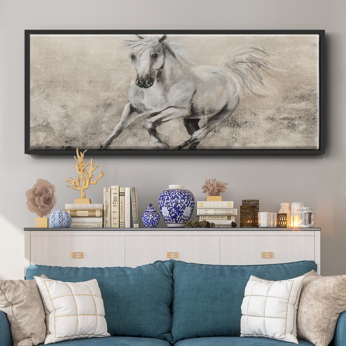Majestic Stallion II - Floater Framed Canvas Print