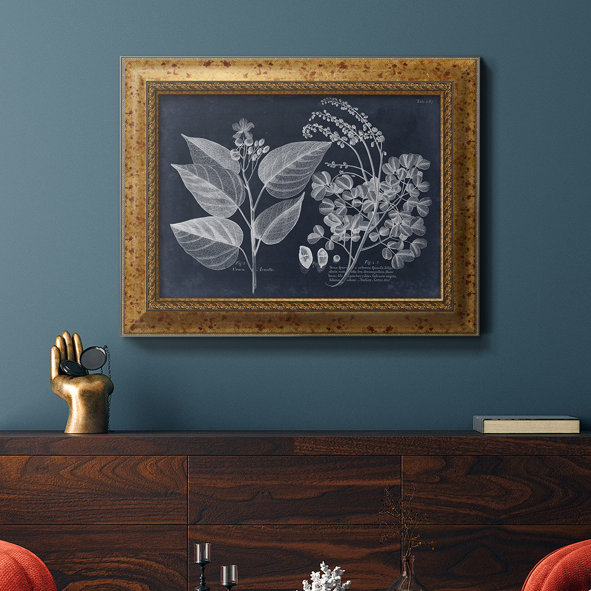 Foliage on Navy III Premium Framed Canvas- Ready to Hang