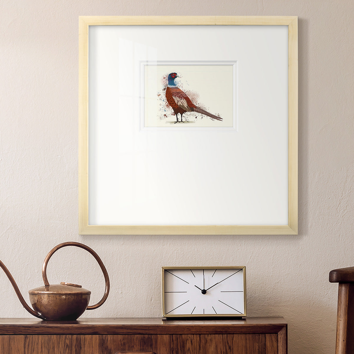 Pheasant Splash 5 Premium Framed Print Double Matboard