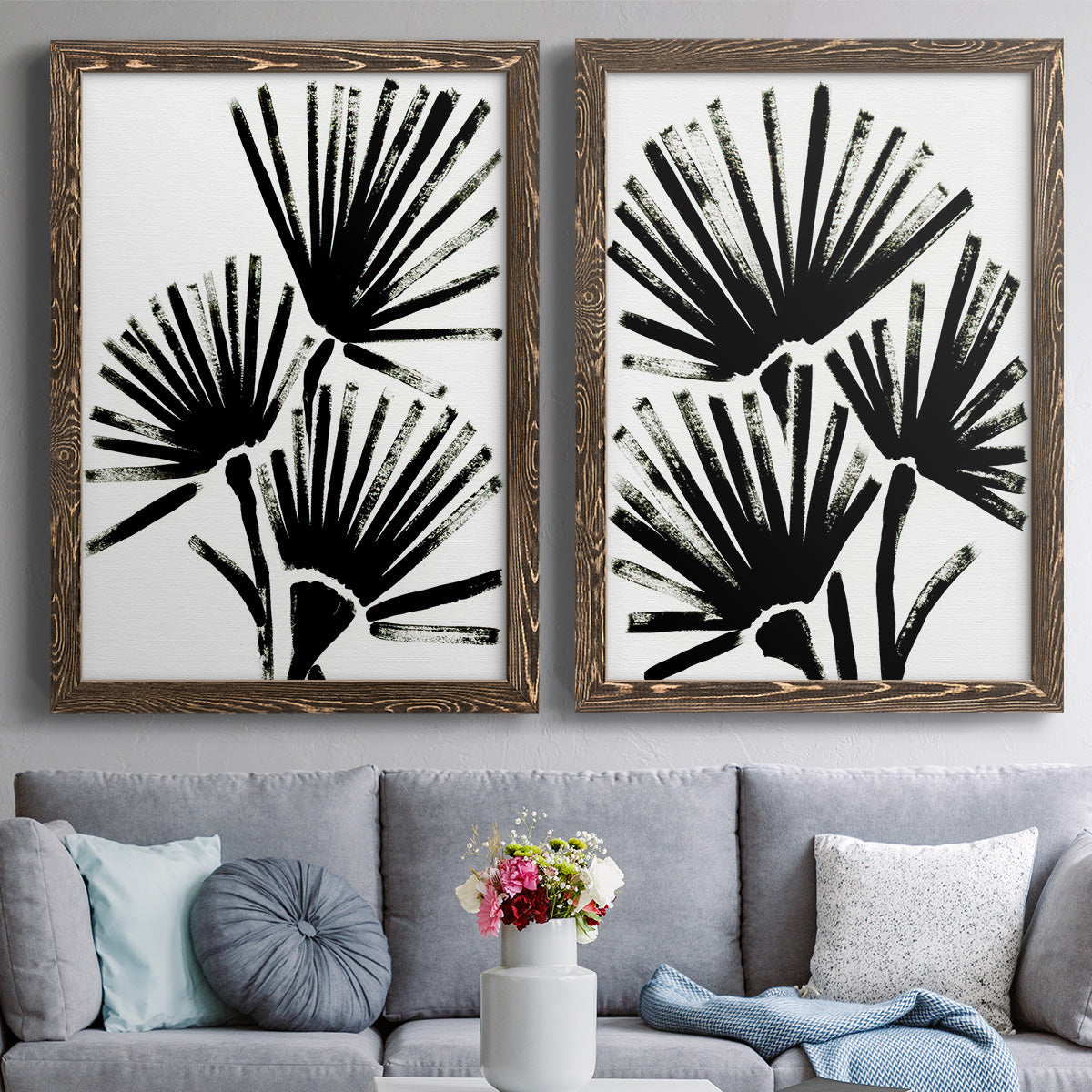 Fan Brush I - Premium Framed Canvas 2 Piece Set - Ready to Hang