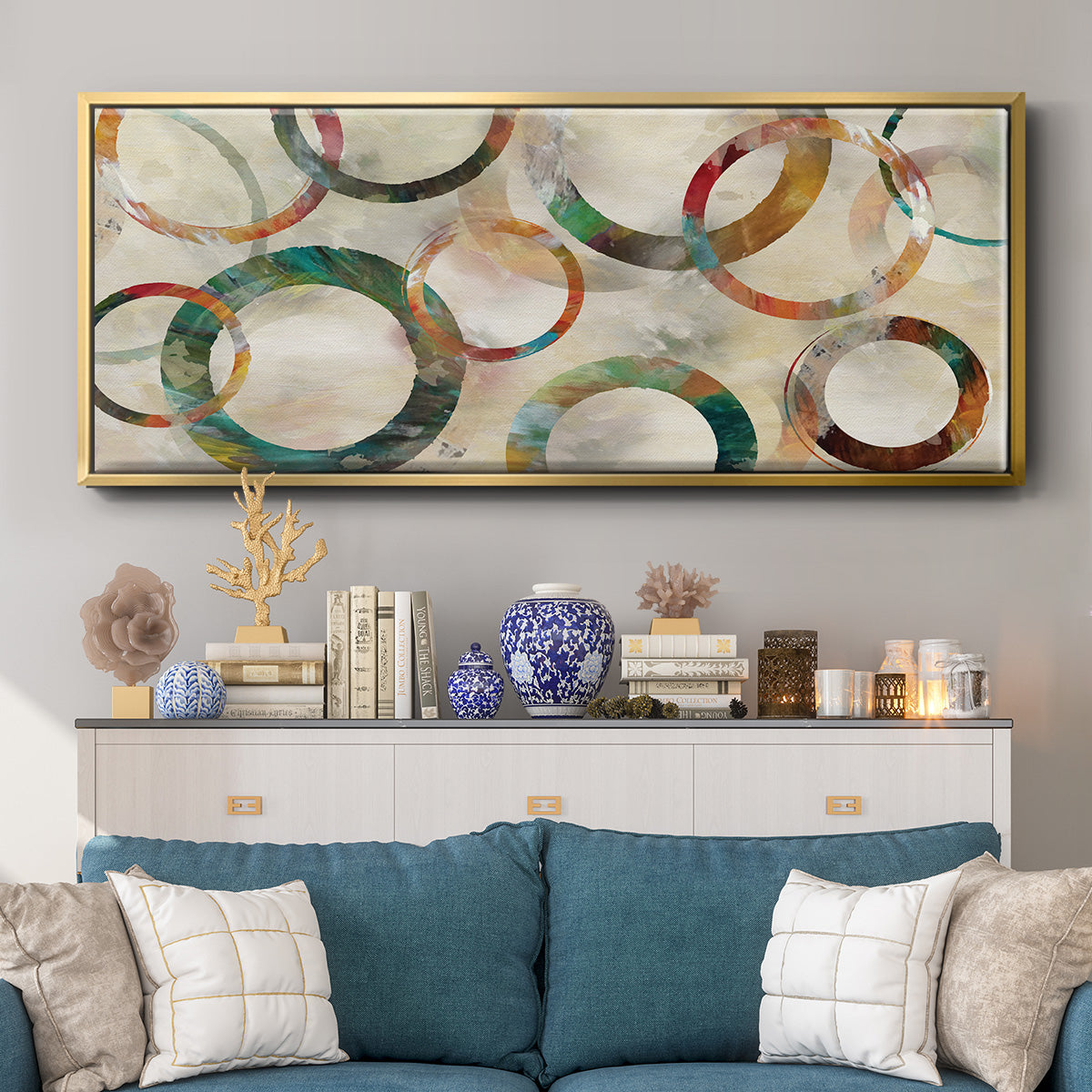 Rings Galore - Floater Framed Canvas Print