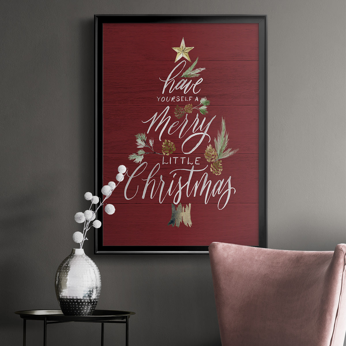 Merry Little Christmas - Modern Framed Canvas Print