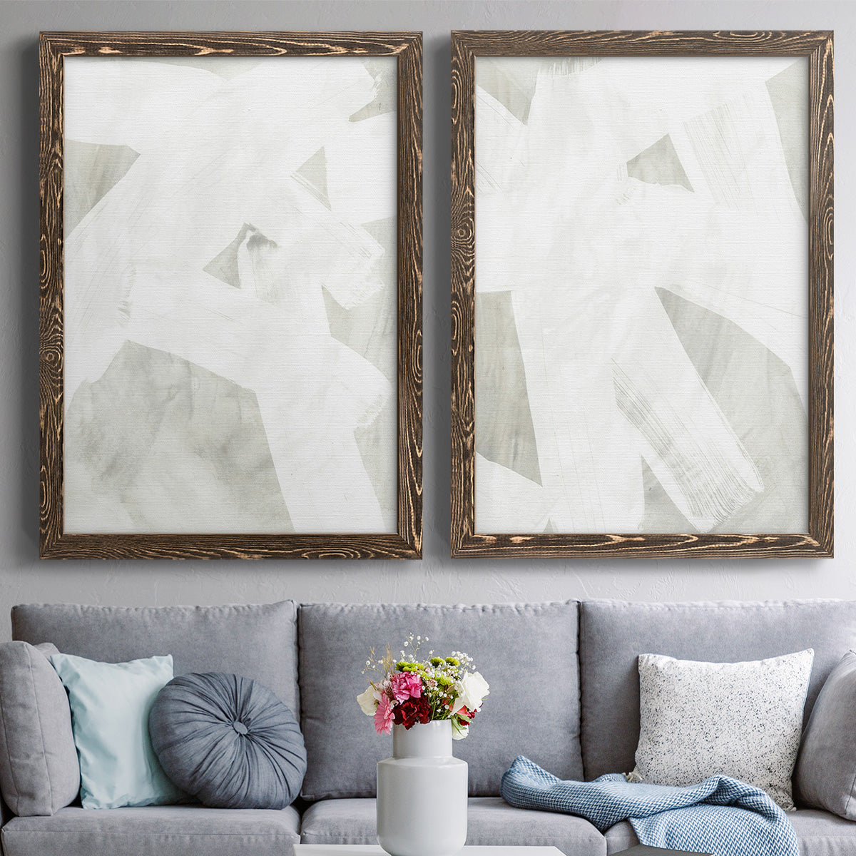 Stone Brush I - Premium Framed Canvas 2 Piece Set - Ready to Hang