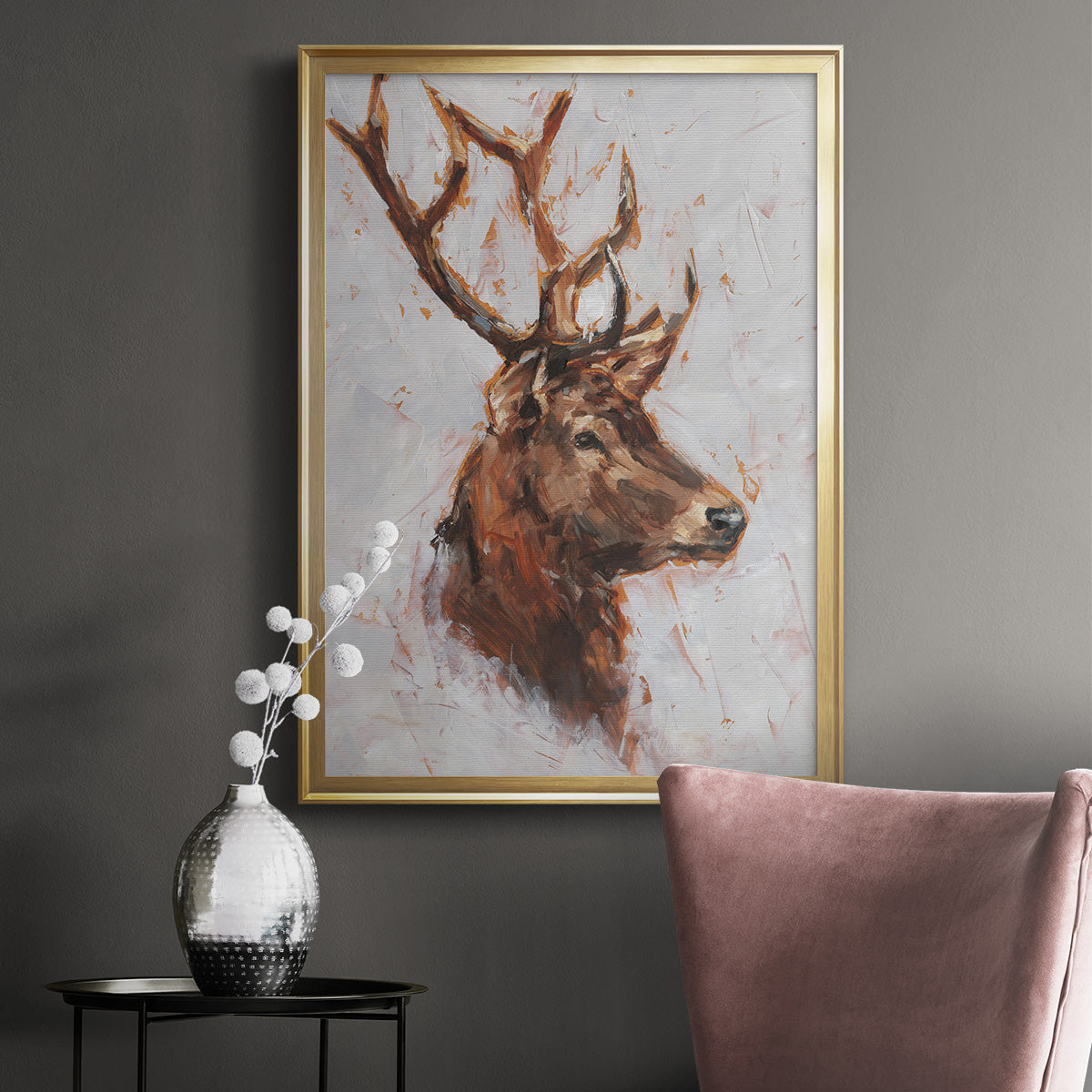 Stag Study II - Modern Framed Canvas Print