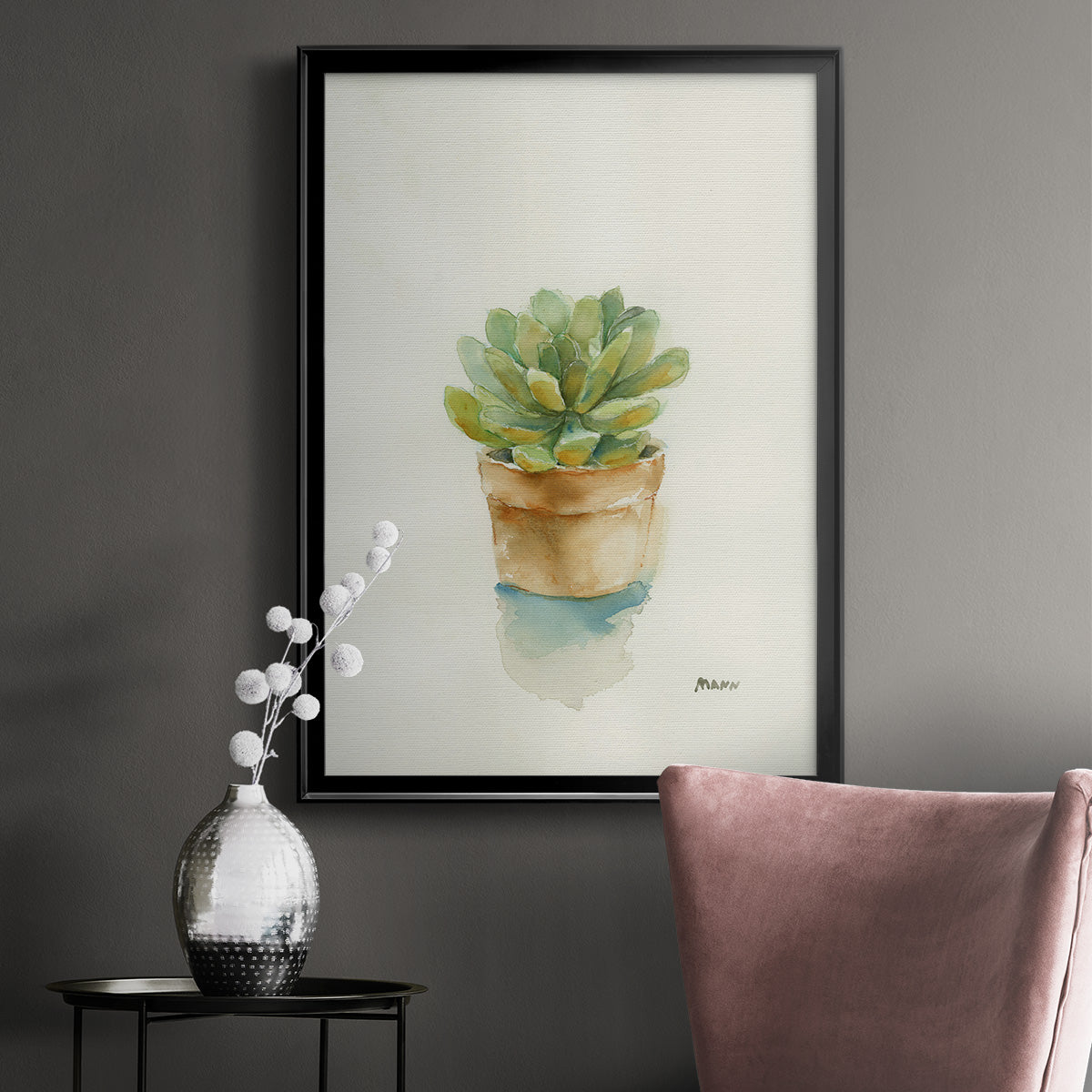 Succulent II - Modern Framed Canvas Print