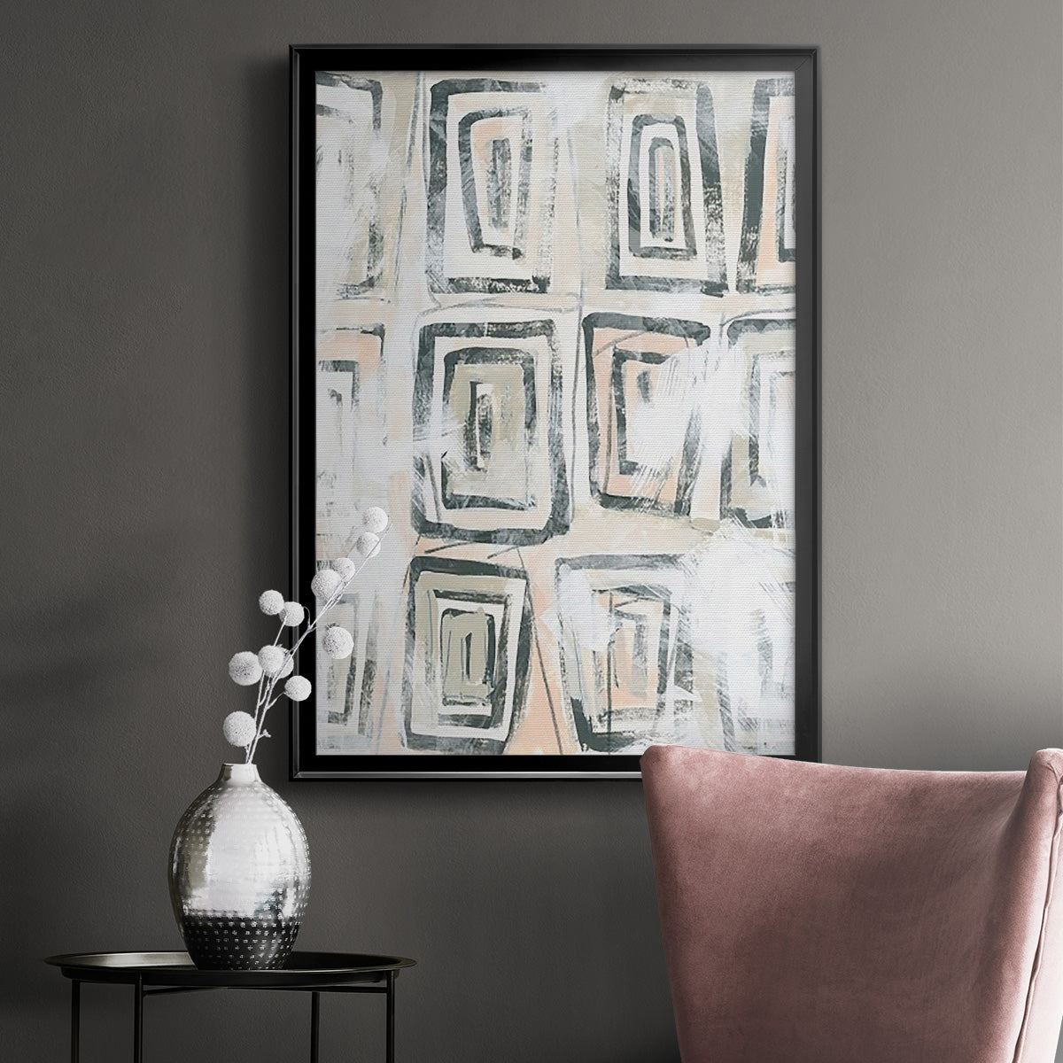 Sand Glyphs IV - Modern Framed Canvas Print