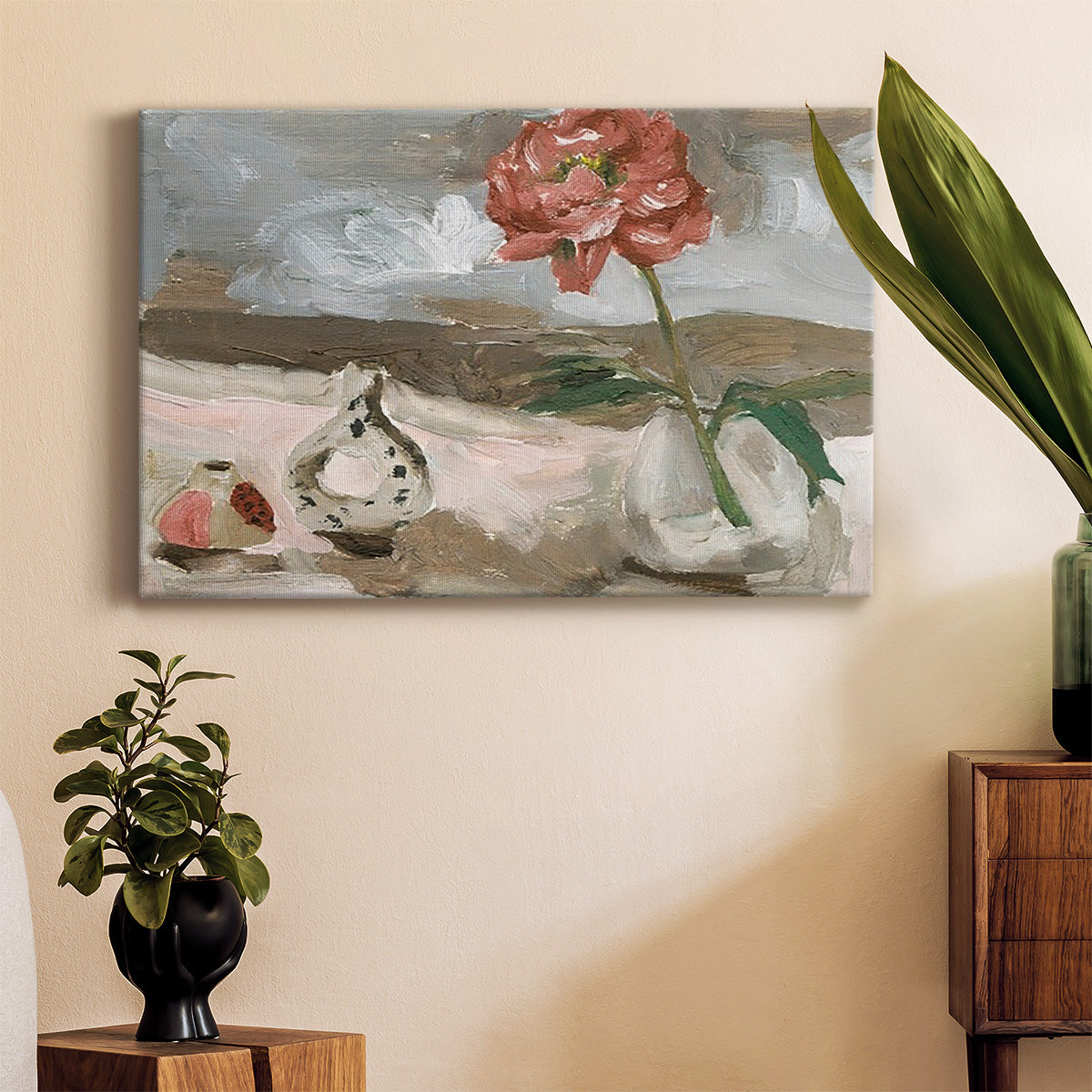 Vase of Pink Flowers IV Premium Gallery Wrapped Canvas - Ready to Hang