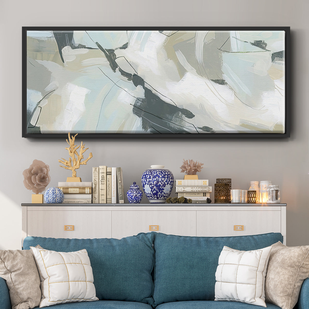 Shadow Cycle V - Floater Framed Canvas Print