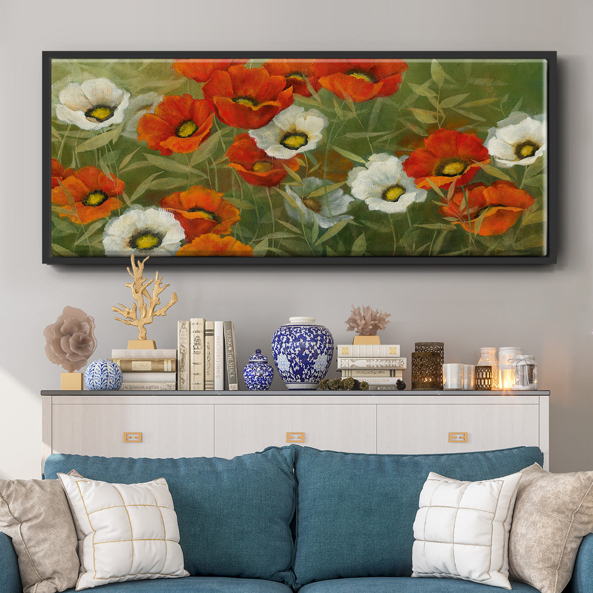 Poppy Symphony - Floater Framed Canvas Print