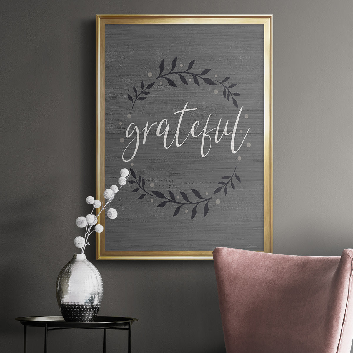Grateful Wreath - Modern Framed Canvas Print