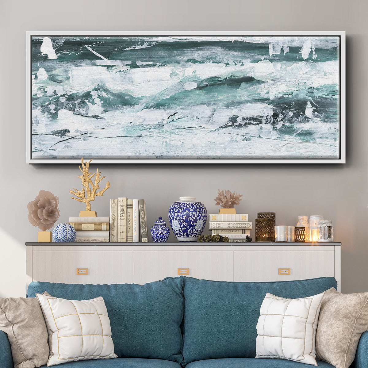 Misty Waves II - Floater Framed Canvas Print