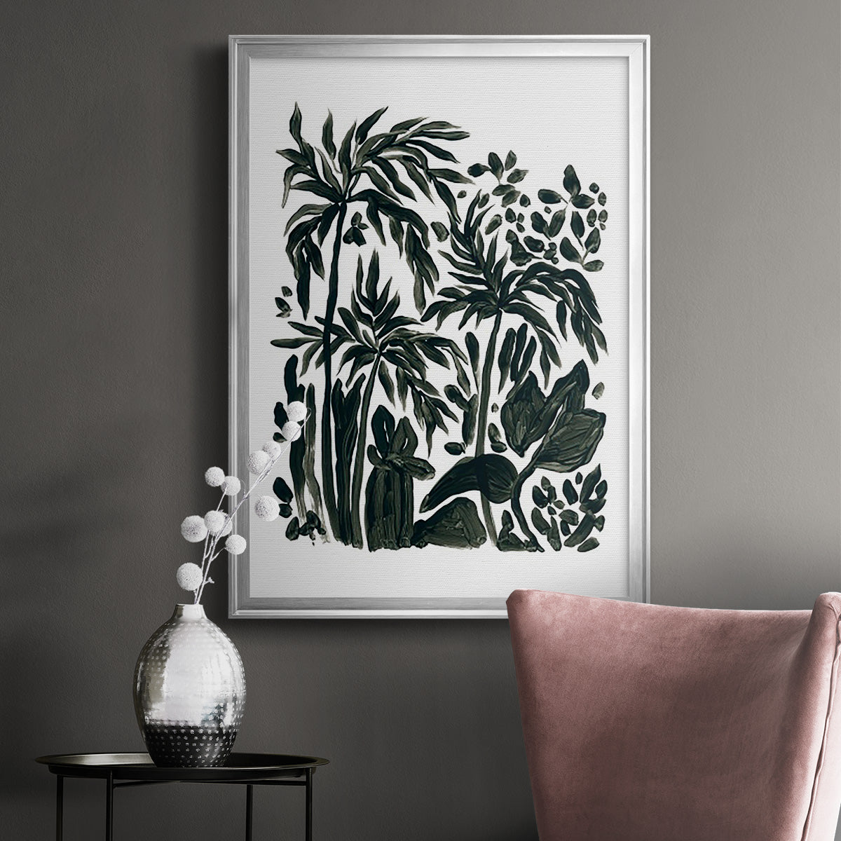 Ink Jungle III - Modern Framed Canvas Print